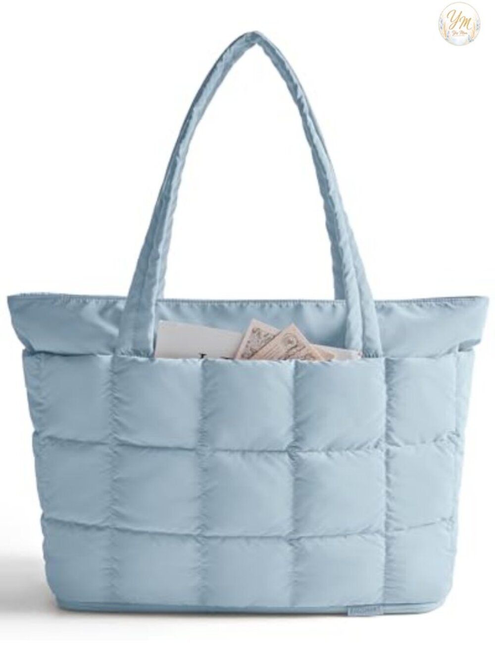 Expandable Puffer Work Tote Bag, Waterproof Travel Bag with Laptop Sleeve